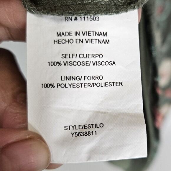 Luxology Dress Floral Embroidered Cold Shoulder Flare Sleeve Green Chic Size 8 - Picture 7 of 7